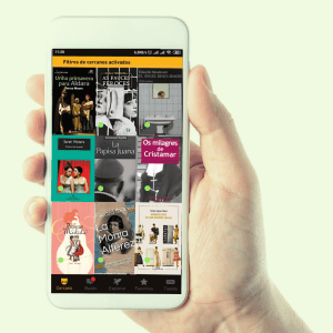 Collage de Grindr bibiotecario sobre "Unha primavera para Aldara"